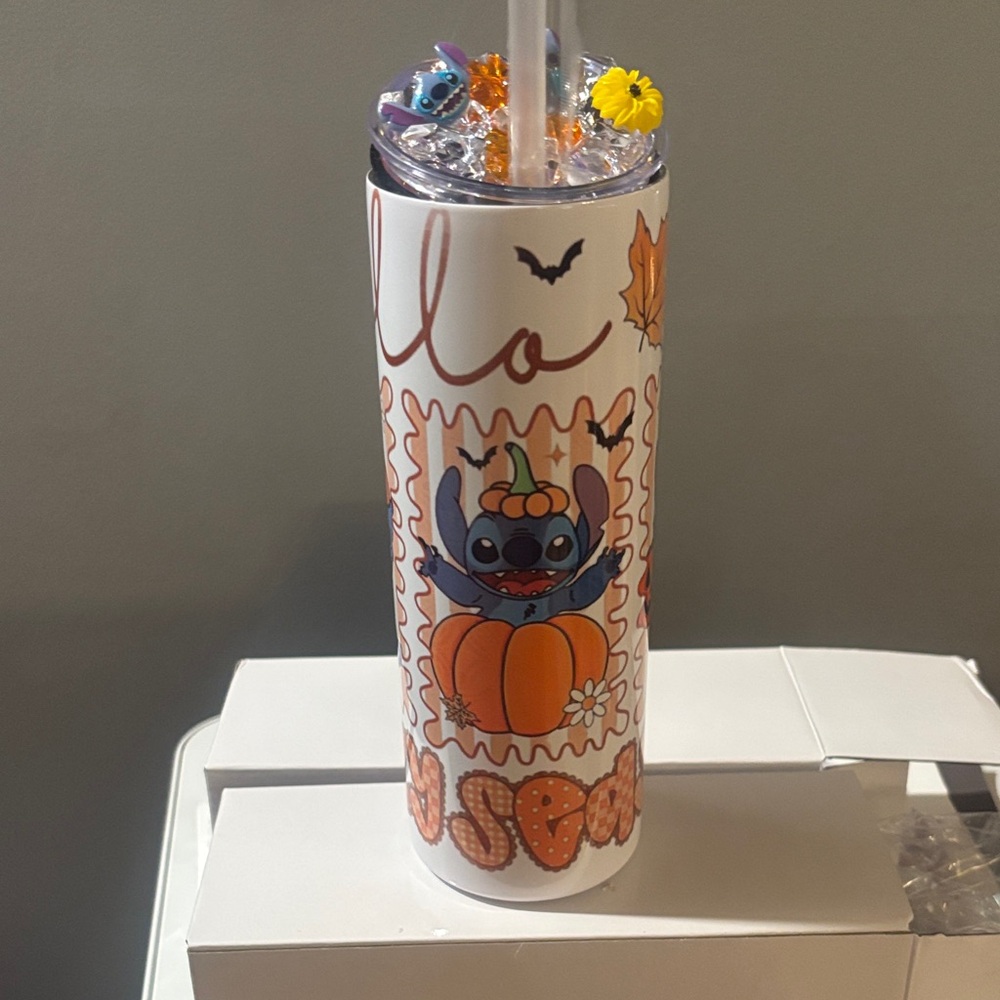 Halloween Stitch Tumbler with Straw